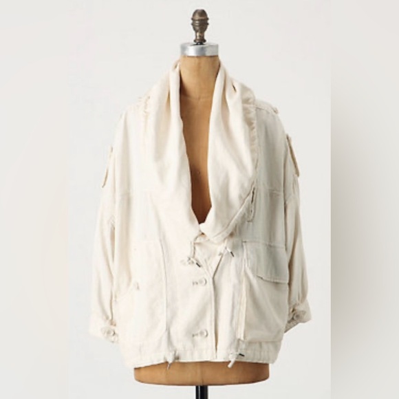 Anthropologie Daughters of the Liberation|Off White,Cream canvas utility Jacket• - Picture 1 of 12